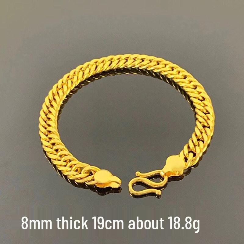 Gold-Plated Luxury Men's Fu Character Bracelet - Elegant Middle-Aged & Senior Hand Accessory