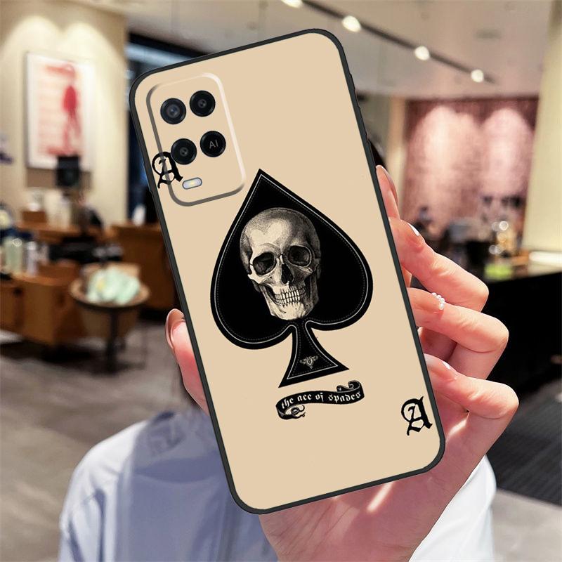 Ace of Spades Poker Card Case For Oppo A94 A74 A54 A18 A38 A58 A78 A98 A40 A60 A80 A16 A76 A96 A15 A17 A77 A57S Cover