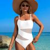 New hot spring swimsuit for women, high-end Huludao swimsuit, sexy mesh and nylon one-piece swimsuit