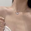 Transparent powder love necklace ins design temperament sweater chain rhinestone necklace Japanese and Korean collarbone chain