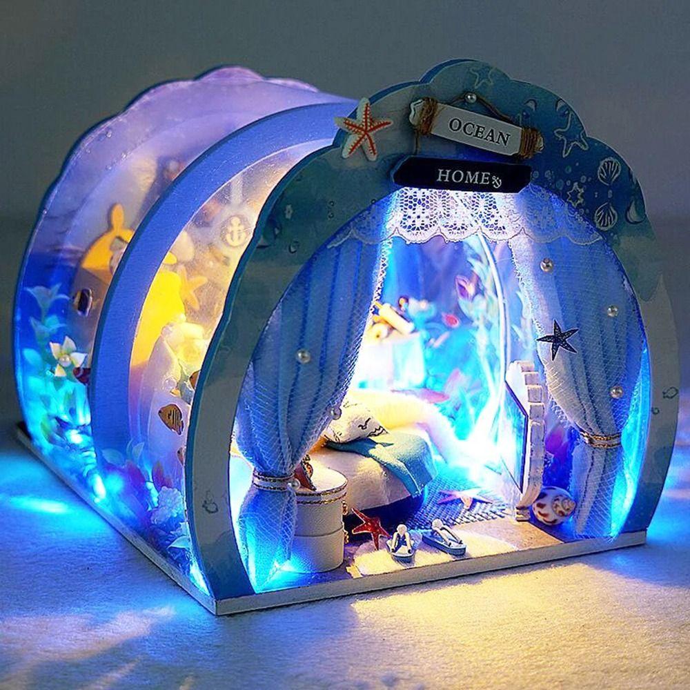 

3D-пазл Кукольный домик Ocean Room Kit в сборе с миниатюрной легкой мебелью