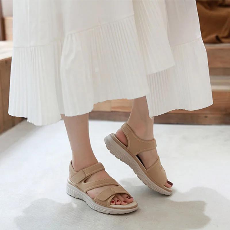 2026 Summer Shoes Women Sandals Soft Women Wedge Sandals Thick Sole Comfortable Ladies Summer Holiday Shoes Plus Size 42