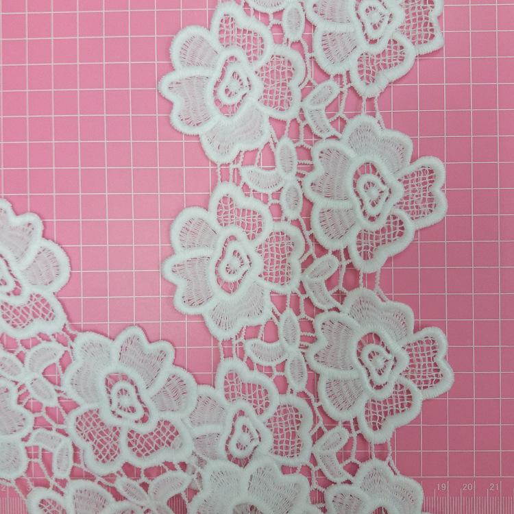 White Bilateral Milk Silk Water-Soluble Embroidery Lace, Lace Hollow Embroidery Barcode Women'S Dress Accessories