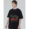 Holly Jolly Teacher T Shirt Black Christmas Holiday Theme Print for Teachers Party Gift