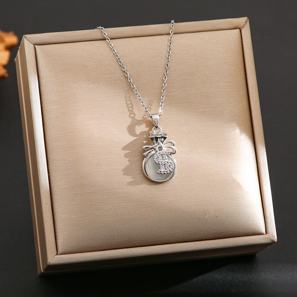 Women's Silver Titanium Steel Necklace with Micro-Inlaid Zircon - Elegant, Durable Clavicle Chain Jewelry