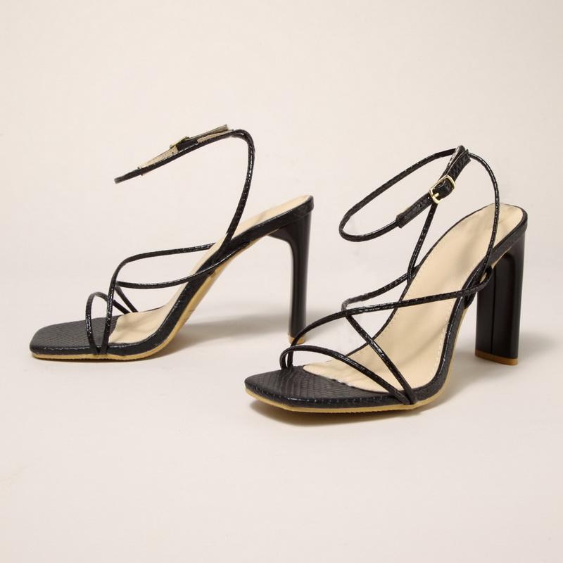 

Women Square Toe High Heel Sandals Cross Buckle Strap Sandals for Outdoor Office Nightclub Party Wedding Dancing Catwalk 35-42 42 чорний