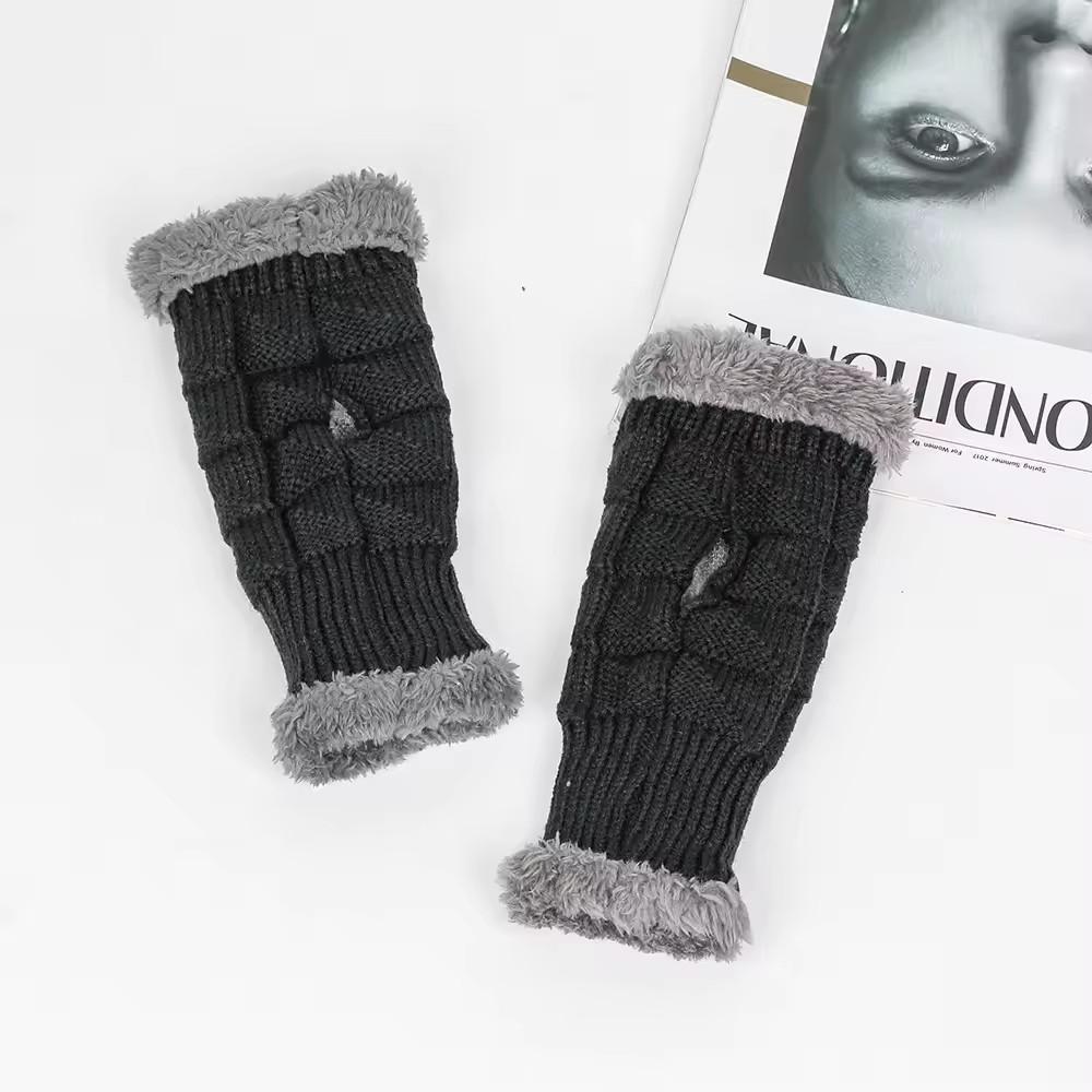 Short Knitted Half Finger Gloves for Women Warm Elastic Autumn Winter Gloves Portable Convenient for Daily Office Accessories