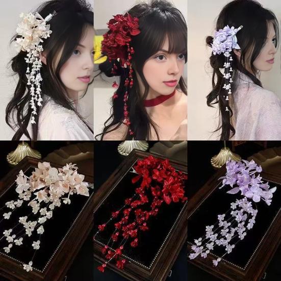 Women Hair Clip Faux Pearls Flower Decor Hairpins Wedding Parties Proms Floral Headdress Hair Accessories