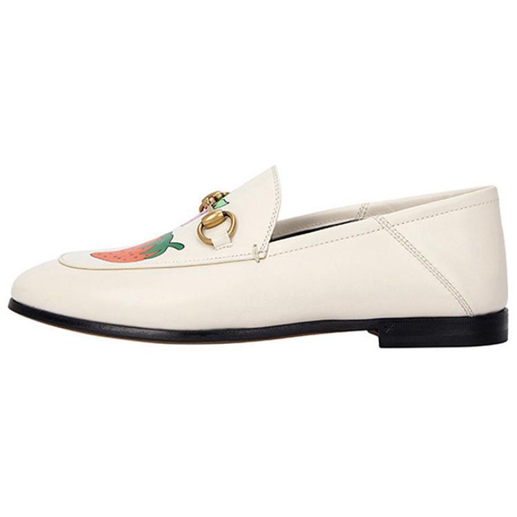 GUCCI Horsebit Leather Casual Shoes Women's White (Unisex) Women's Casual Unlined Shoes 580081 1GN00 9531