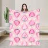 Rosa Erdbeer-Decke Camping Flanell-Kuscheldecke Für Schlafzimmer Super Warm Benutzerdefinierte Qualität Tagesdecke Geburtstagsgeschenk