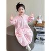 Children's Pajamas 2025 New Autumn and Winter Coral Velvet Warm Girls' Flannel Home Clothes Baby Girl One-Piece Romper