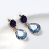 New Fashion Female Earrings  Sterling Silver Blue Waterdrop Zircon Earrings for Women Statement Long Earrings  Gift