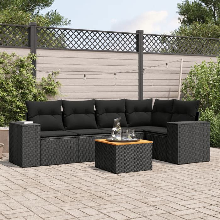 VidaXL Garden Lounge Set with Cushions 6 Pcs, Patio Sofas, Furniture Set, Outdoor Terrace Furniture, Black 3225432