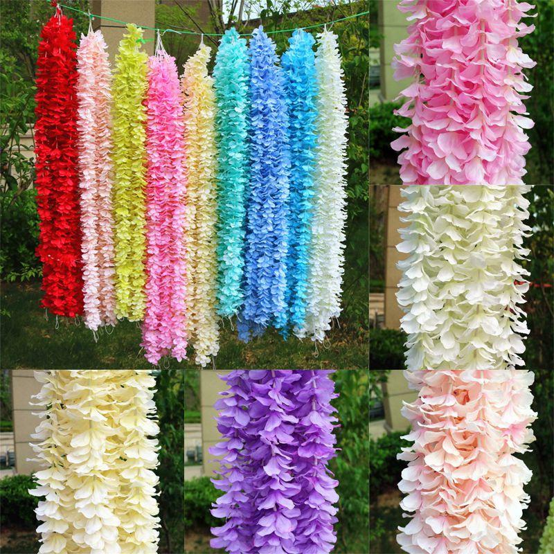 Garland 1m Artificial Hydrangea Wisteria Silk Flower Hanging Garden Home Wedding