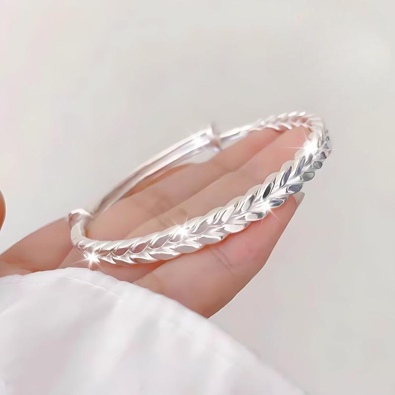 pure silver bracelet, bohemian wheat ear design, adjustable bracelet suitable for women's daily wear