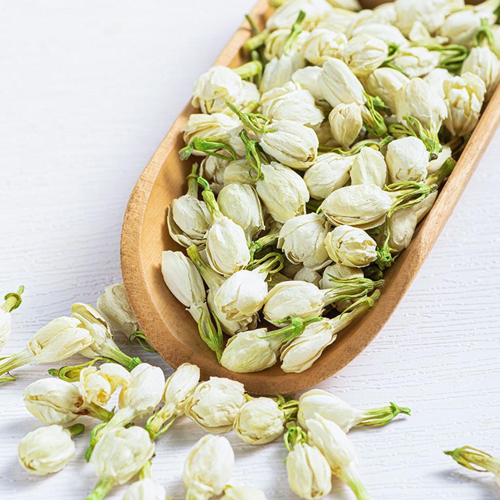 Boccioli di Gelsomino Biologici Premium per Tè, Aromaterapia e Artigianato, Fiori Secchi Naturali in Elegante Sacchetto di Rete, 100g