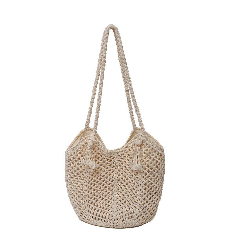 Large Capacity Hollow Knitted Bag Women's Summer New Shoulder Woven Bag Seaside Vacation Beach Bag