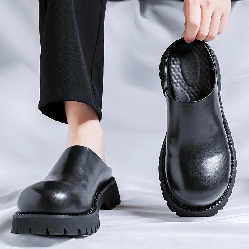 Fashion Thick soled casual men's shoes Fashion and breathable style Leisure Party Black classic versatile shoes Black Street Trends