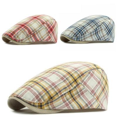 Sun Hat Summer Breathable Beret Cap Plaid Bright Check Beret Hat Outdoor Sun Protection Men's Women's Dad Hat Forward Cap Visor