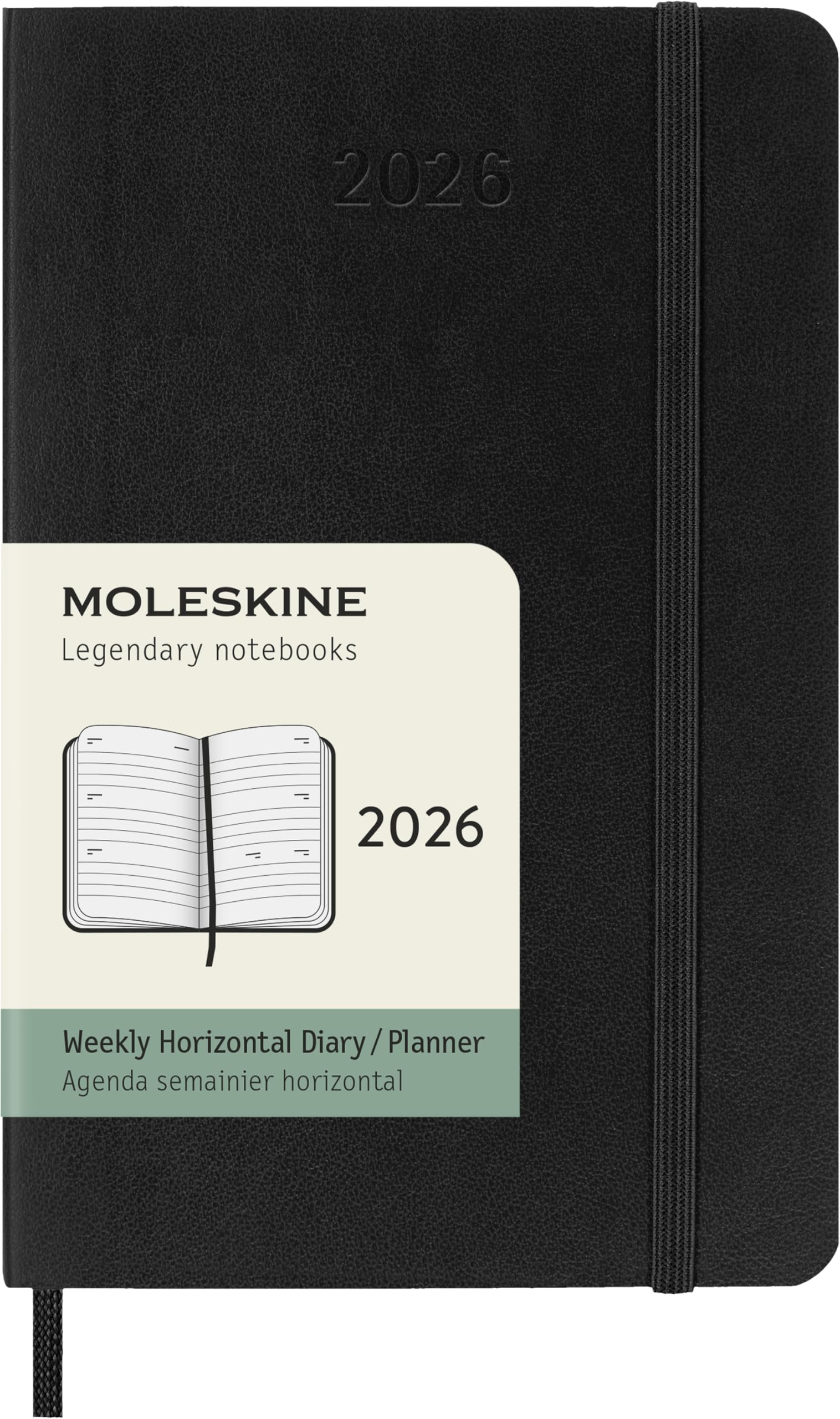 

Moleskine 2026 Planner, January Start, 12-Month Weekly Diary, Horizontal, Pocket Size (9cm x 14cm), Soft Cover, Black, DSB12WH2Y26
