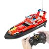 Blocks Compatible With Lego Remote Control Offshore Rescue Fire Boat Water Sliding Off Water Sensing
