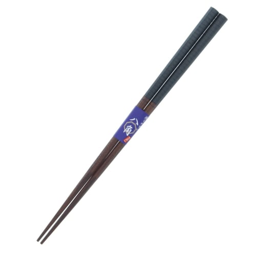 Ishida Japanese-Made Chopsticks, Octagonal, Lined, Wooden (Natural Wood), Lacquered, Pointed, 23cm, Black