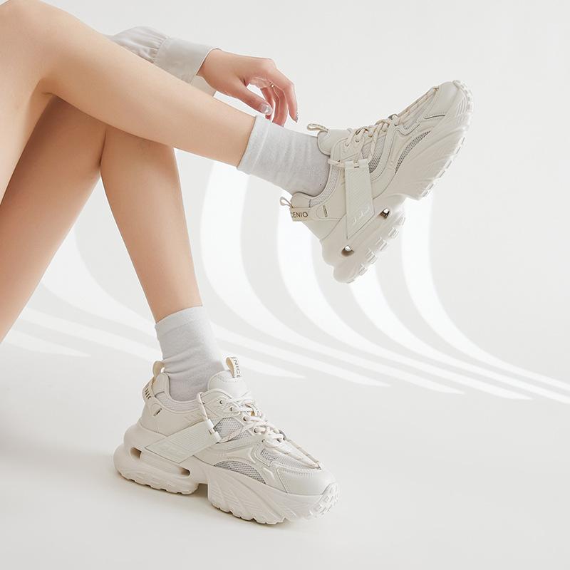 Thick-soled White Dad Shoes Women's Ins Tide 2025 Summer Breathable Mesh Comfortable Women's Shoes Heightening Sports Shoes Internet Celebrities