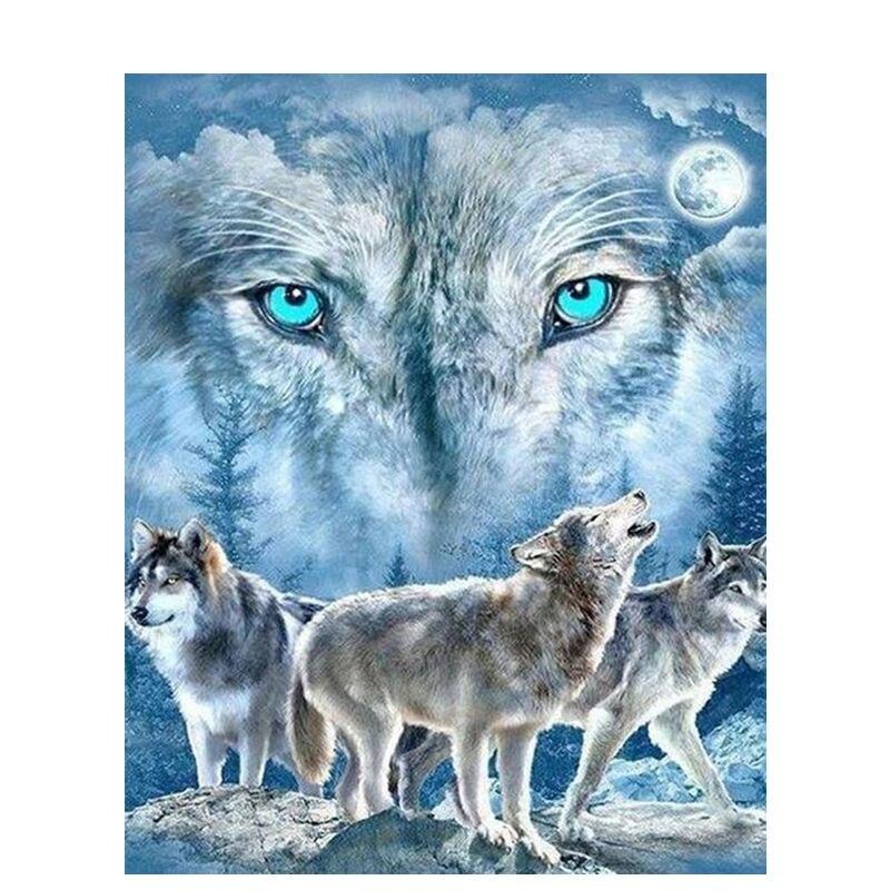 

5d Алмазная вышивка волк животное полный круглый алмаз вышивка крестиком изображение животного из стразов мозаика Home De Full Round 20x30CM