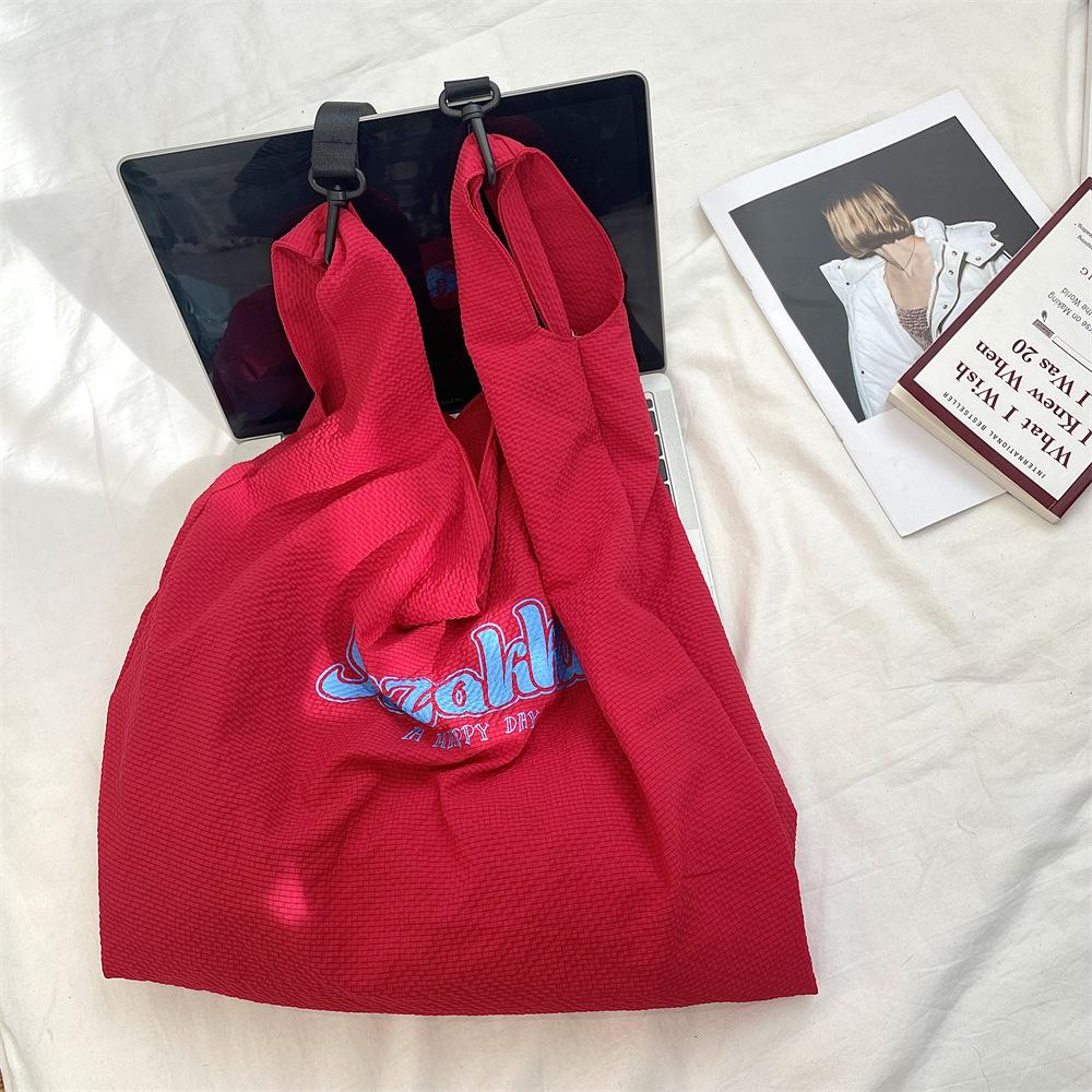 

Новая холщовая сумка с принтом букв, женская клетчатая сумка на плечо, сумка-тоут бордовый