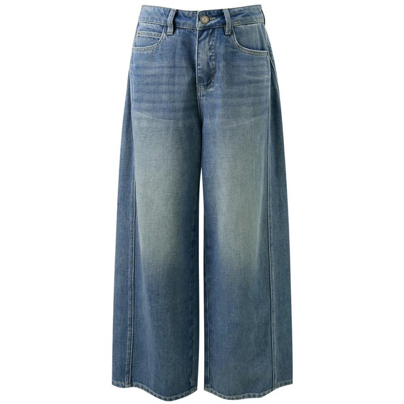 Sancai Women's 100% Cotton Loose Wide-Leg Jeans