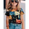 Buntes Katzenmädchen T-Shirt Niedliche Muster Sommer Kurzarm 3D Druck Mädchen Oberteil Mode Lässig Streetwear Kinderkleidung
