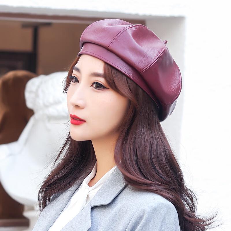 Берет из ПУ-кожи ZHENYUEQI Осень/Зима One Size