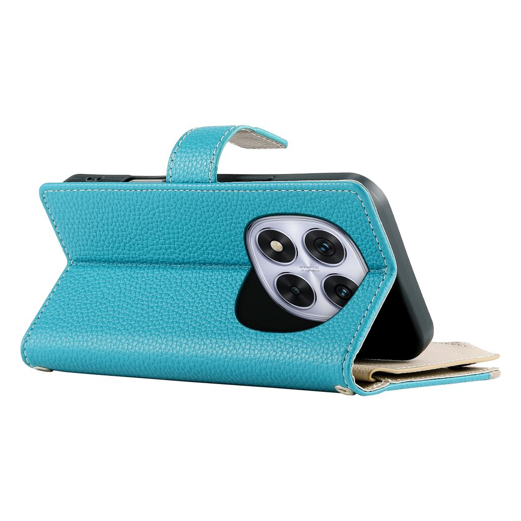 For Xiaomi Redmi Note 14 Pro 5G Case Zipper Wallet Color Splicing Leather Flip Phone Cover with Straps