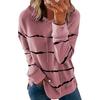 Women's Fashion Casual Stripe Print Hooded Long Sleeve Loose T Shirt Tops