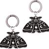 Gothic Silver Luna Moth Moon-shaped Earrings