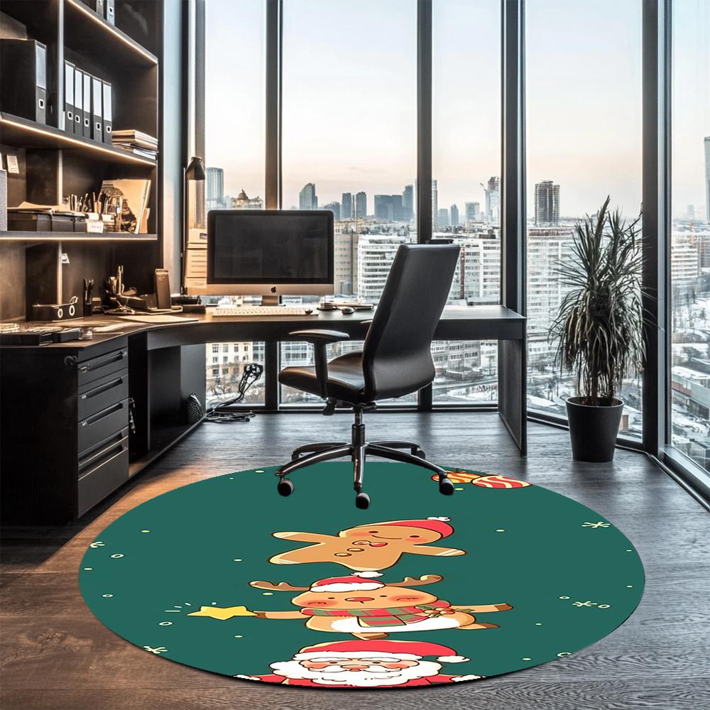 Christmas Printed Round Rug Carpet Chair Rug Area Rug Entryway Doormats,for Office Chair Living Room Bedroom Kitchen Room.