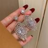 Light luxury heavy industry full diamond zircon earrings, oval cut dinner party style long bride earrings