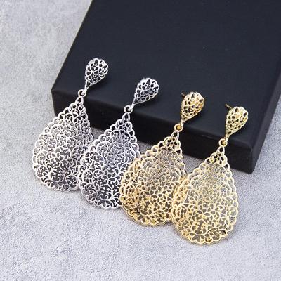 Fashion Bohemia Women Earring Simplicity Hollow Arabesque Punk Earring Arab Bride Wedding Jewelry Retro Silver Color