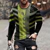 Spring And Autumn New Crewneck Long-sleeved T-shirt Men's Street Daily Casual Loose Top Men's Fashion Gradient T-shirt