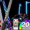2pcs 3ft LED Whip Lights with Bluetooth Remote Control Spiral RGB Chase Light Offroad 360°Spiraling Rising Dream Wrapped