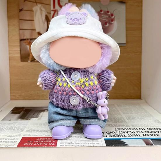 Doll Clothes Set Stylish Overalls Knitted Sweater Outfit for 15-17cm Dolls Fashionable Dress Up