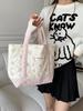 Stylish Canvas Tote Bag With Floral Patchwork Design For Casual Shopping And Commuting