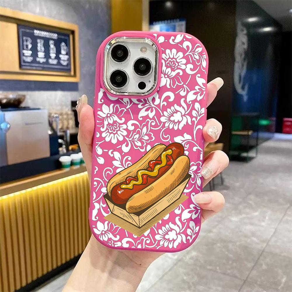 Phone Case: 2D flat design suitable for iPhone 18 17 16 15 14 13 Pro protective case, couple style, hot dog, Christmas and Halloween gifts