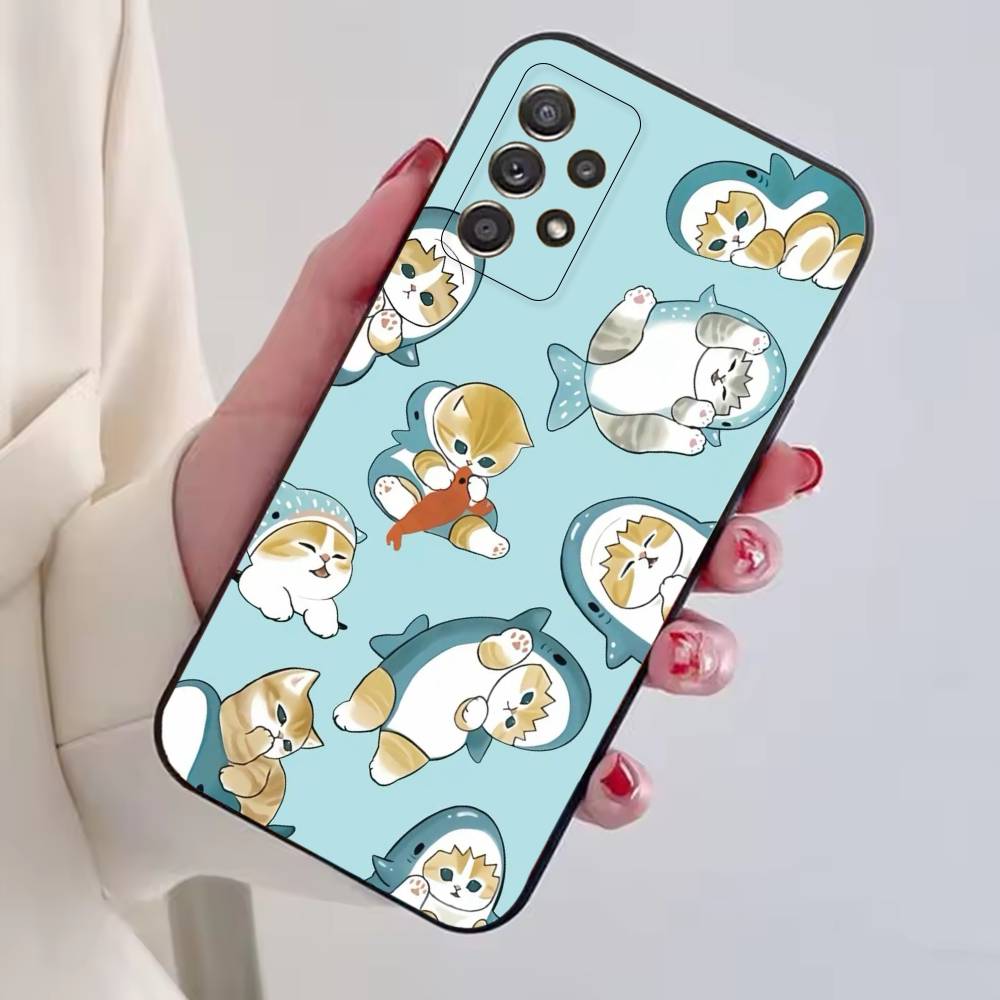 M-Mofusand Cat Cute Cartoon Phone Case For Samsung S25,S24,S21,S22,S23,S30,Ultra,S20,Plus,Fe,Soft Silicone Black Cover