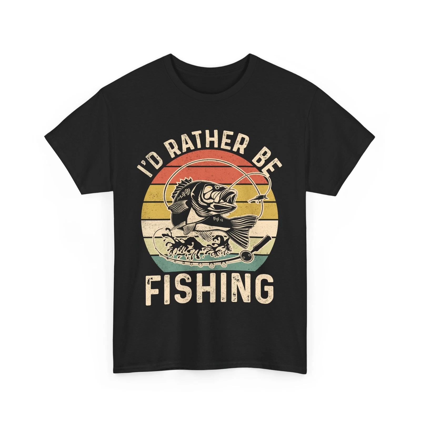 Fishing Shirt, I D Rather Be Fishing Shirt, Fisherman Shirt, Fishing Rod Tee M