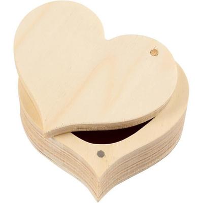 Šperkovnice - Creotime - Srdce - MDF - Hnědá - 9 x 4 cm