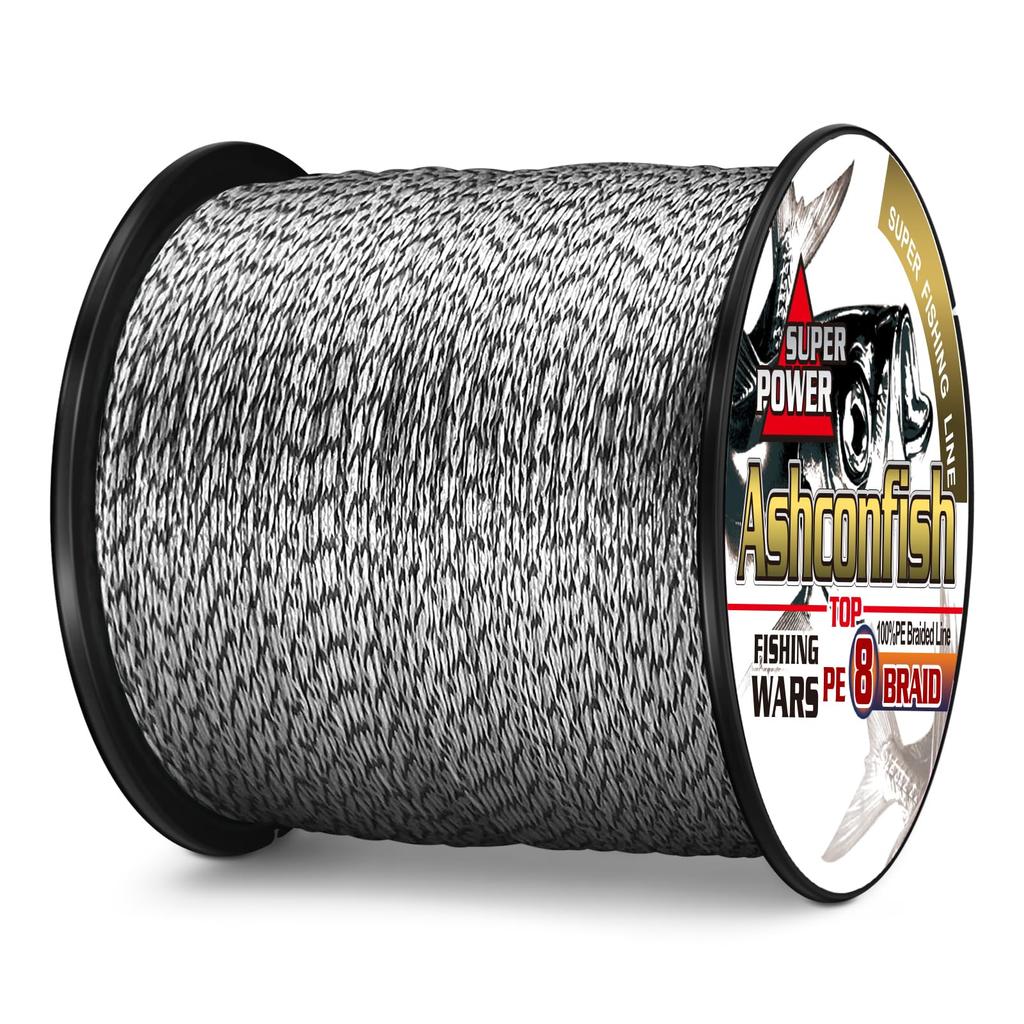 Ashconfish PE Fishing Super High Abrasion Low Black White Line, 8-Strand, 1000m, Strong, Sensitivity, Resistant, Stretch, &