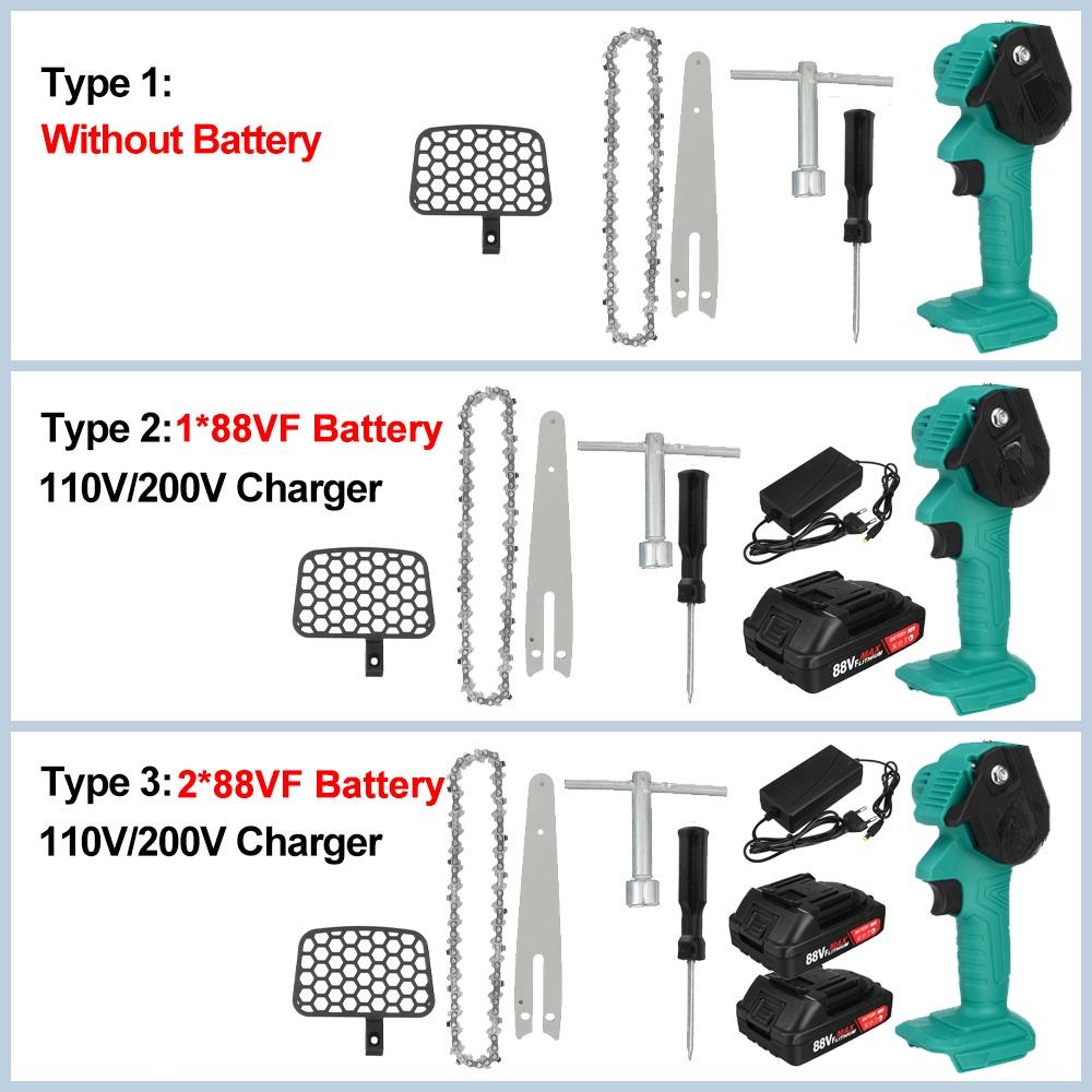 1200W 6 Inch Electric Chain Saw With 2 Battery Pruning ChainSaw Cordless Garden Logging Saw Woodworking Cutter Power Tool