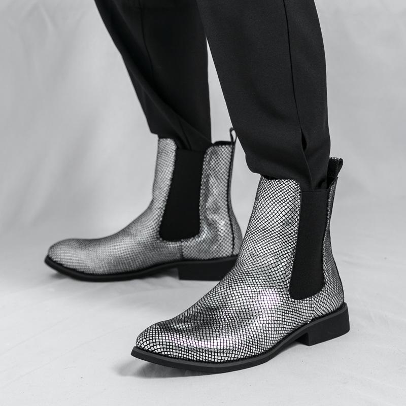 Boots Men's Autumn and Winter Martin Boots Men's Tooling Boots British High Top Leather Shoes Pointed Men's Boots Locomotive Boots