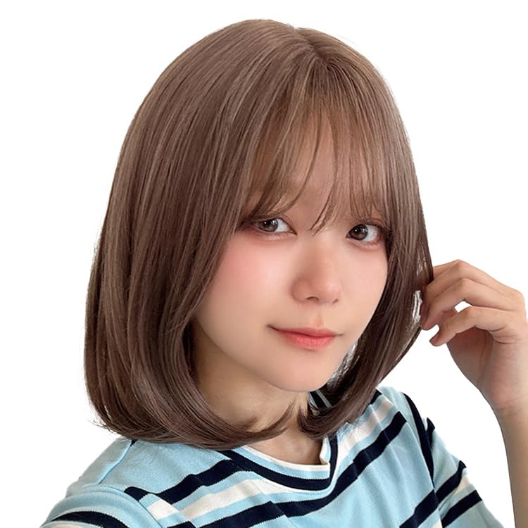 AQUADOLL Medium Bob Wig with See-Through Bangs, Blonde/Pink Hair, High-Tone, Free Size, DM1. Sakura Milk Tea (wg367DM1)